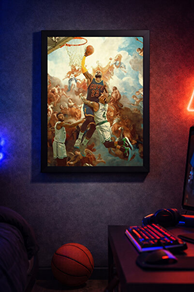 Koi Art Design Μαύρο πλαίσιο με θέμα την NBA για νεανικό δωμάτιο/γυμναστήριο,...