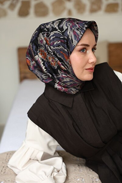 Silk Home Black Ethnic Pattern Tivil Woven Pure Silk Scarf-11469-45-Kvs0910