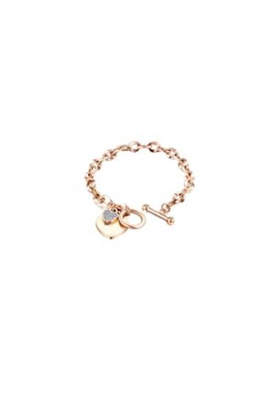 White Label Women's Heart Bracelet with Crystals, Gold