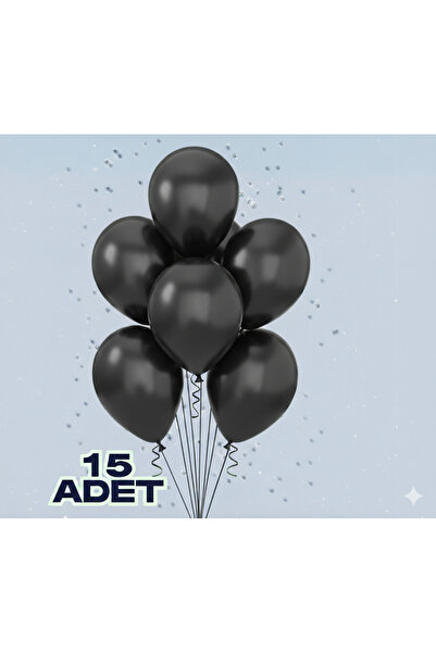 Renkli Party 15 Pieces Metallic Black Shiny Balloons Birthday Celebration Orn...