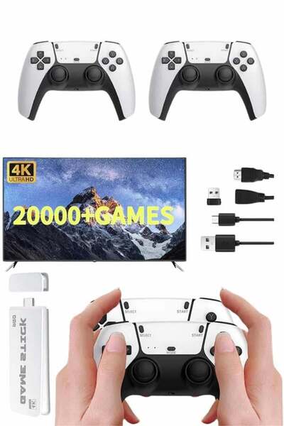 Lisinya 3D 4K 2000 Oyunlu Game Stick Oyun Konsolu Çift Konsol -
