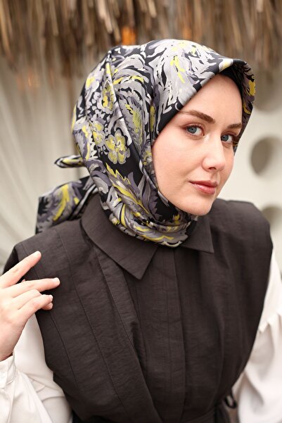 Silk Home Black Gray Ethnic Pattern Tivil Woven Pure Silk Scarf-11469-44-Kvs0909