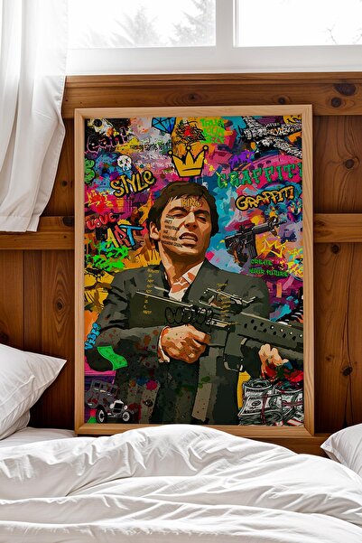 Saturn Pictură înrămată Tony Montana Graffiti Cadou pentru birou Street Art