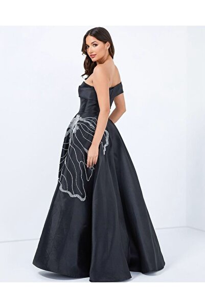 LATEANA Women's long flared dress with sequin embroidery