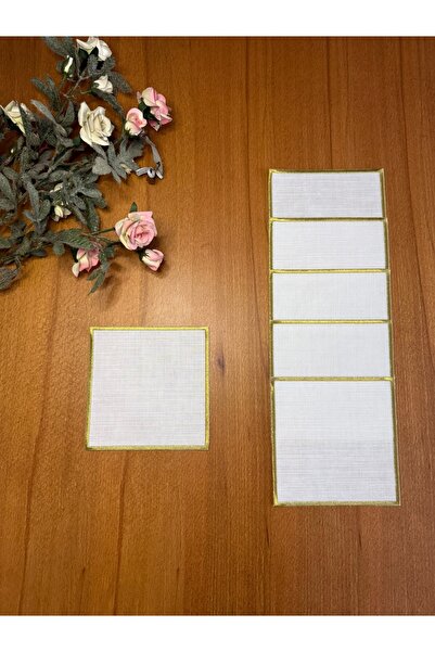 Smiling Home 6 Pieces Gardenia Linen Gold Color Square Presentation Model Coc...