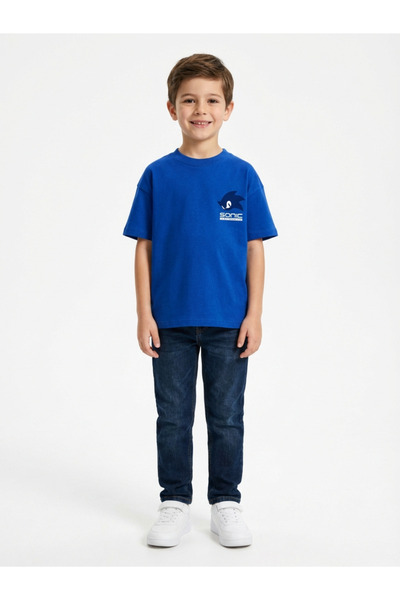 ALYAKİDS تي شيرت للأولاد مطبوع عليه شخصية سونيك باللون الأزرق مصنوع من القطن ...
