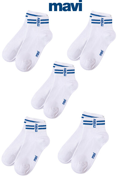 Mavi Miav Printed White (5 Pairs) Booties Socks