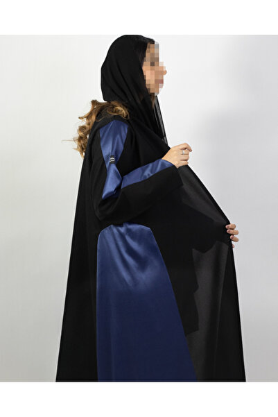 Abay-ti A black abaya with an elegant blue side panel and distinctive details...