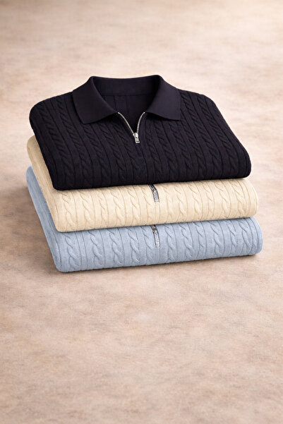 oneoff Ανδρικό μπλουζάκι 3-pack με λαιμόκοψη πόλο, πλεκτό, με υφή, από κανονι...