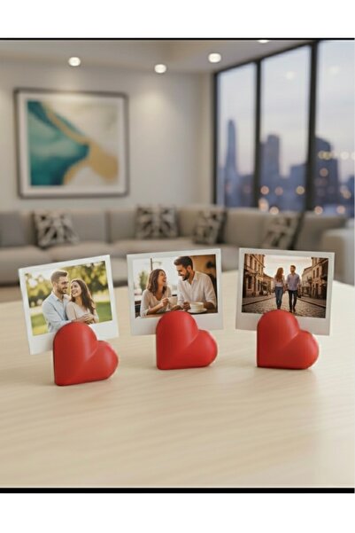 hediyesepetinde ❤️ 3’lü Kalp Tasarımlı Fotoğraf Tutucu Seti – Romantik Masa Ü...
