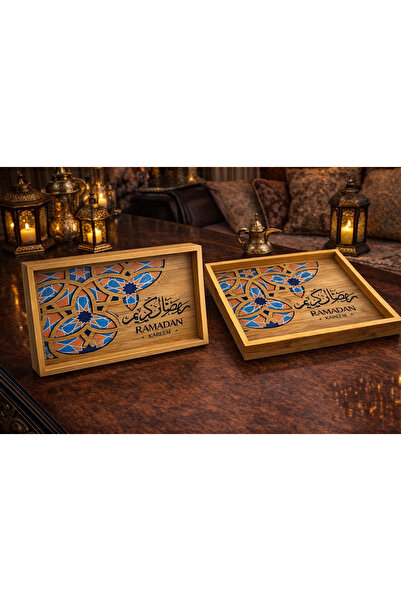 WOOD Luxurious Ramadan tray set with a glass base – elegant heritage design f...