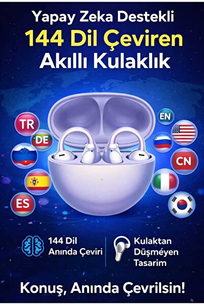 Puzzle Store TWS AI Destekli 144 Dil Çeviri Yapan Kablosuz Kulaklık, Açık Tas...