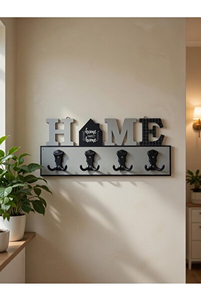 KarapolatYapı Gri HOME Duvar Askısı 4'lü - Ev Dekoru Portmanto Askılığı Kapı ...