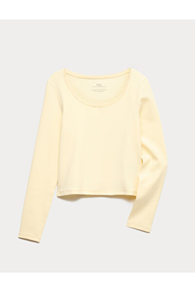 Marks & Spencer Pamuk Karışımlı Uzun Kollu Tişört (6‑16 Yaş)