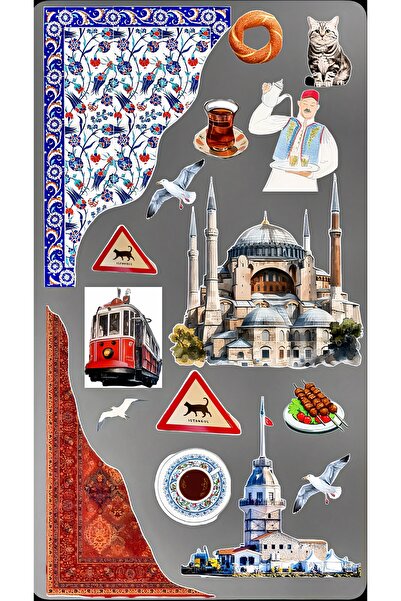 Limitless Design مجموعة ملصقات ثقافة اسطنبول 22×30 سم - آيا سويا، برج البنات،...