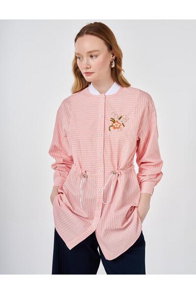 KYR Waist Drawstring Cotton Tunic Coral