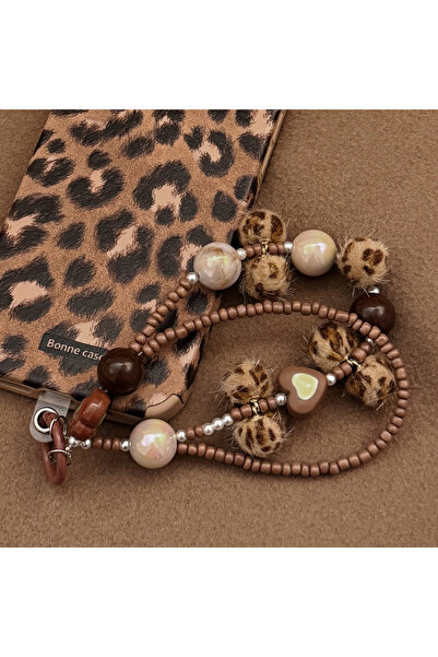 Choice3 Other Leopard Plush Bead Cute Beaded Phone Wrist Strap Fuzzy Plush Le...