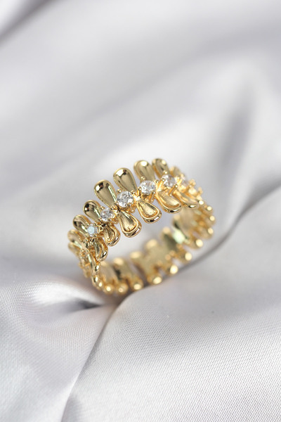 Lisinya خاتم نسائي مرصع بحجر الزركون باللون الذهبي - TYGOO