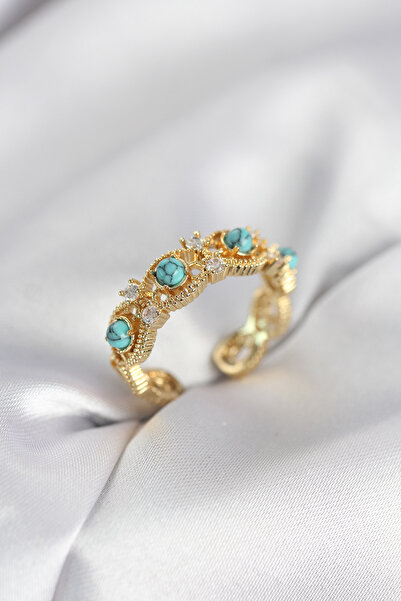 Lisinya Blue Stone Gold Color Vintage Women's Ring - Tygoo