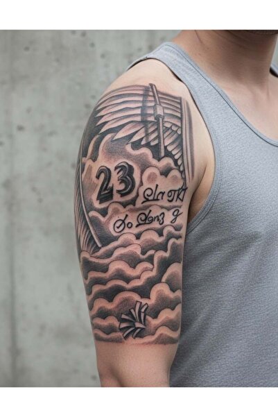 Lisinya Clouds Angel Wings Temporary Tattoo Stencil Large Size - Tygoo