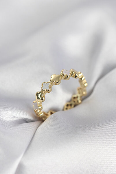 Lisinya Gold Color Pearlescent Clover Model Women's Ring - Tygoo