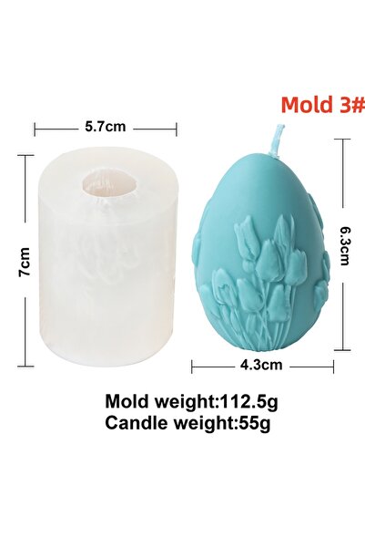 Choice13 Egg Mold 3 3D Easter Egg Scented Candle Silicone Mold DIY Embossed B...