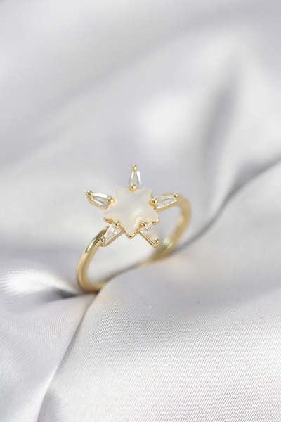 Lisinya Gold Color Star Model Pearlized Zircon Stone Women's Ring - Tygoo