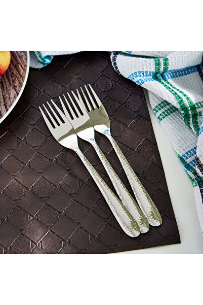 Generic Hammered Stainless Steel Table Fork - Set of 3