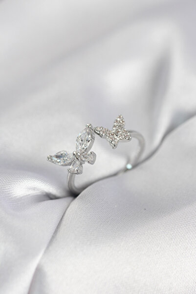 Lisinya Butterfly Model Zircon Stone Silver Color Women's Ring - Tygoo