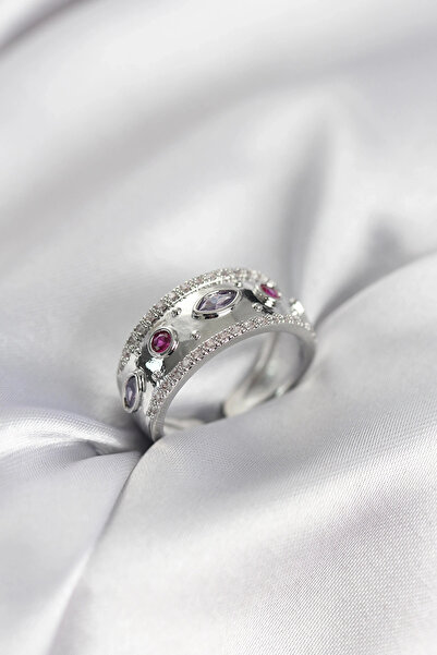 shopwave خاتم نسائي عتيق من حجر الزركون باللون الفضي