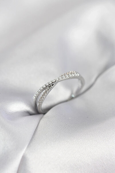 shopwave خاتم نسائي فضي اللون مرصع باللؤلؤ والزركون