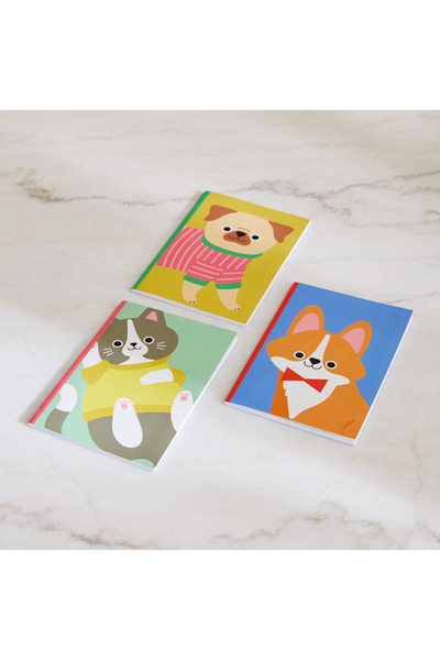 Generic Scribble Happy Pet 32-Sheet A5 Notebook - Set of 3