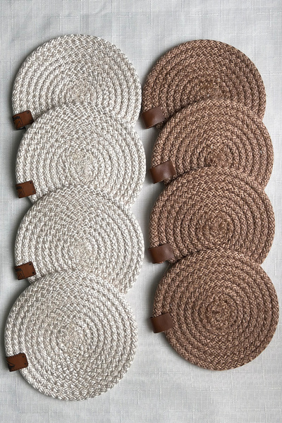 MS Glassware 8-Piece Coasters, Tea Coffee Cup Mug Candle Coasters Decorative ...