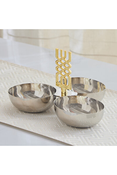 Generic Aniq Stainless Steel 3-Bowl Condiment Set - 23x23x14 cm