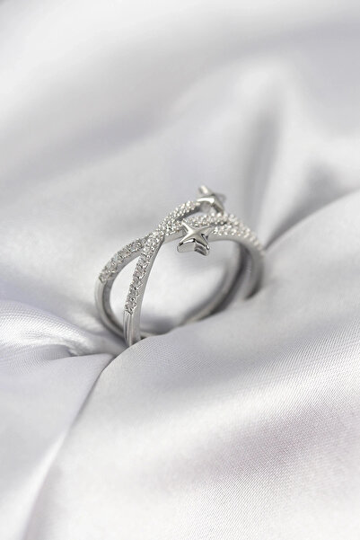 shopwave خاتم نسائي من حجر الزركون الفضي اللون طراز هالي