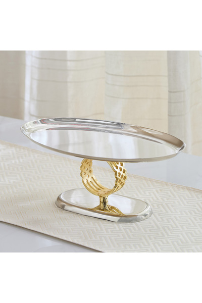 Generic Aniq Stainless Steel Oval Serving Platter - 37x22x15 cm