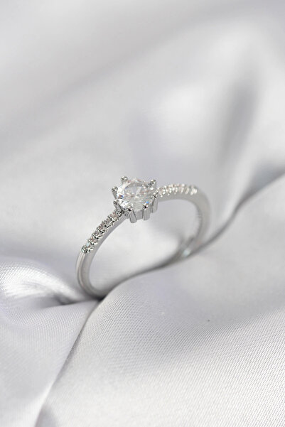 shopwave خاتم نسائي من حجر الزركون الفضي اللون - TJ-BYK4087