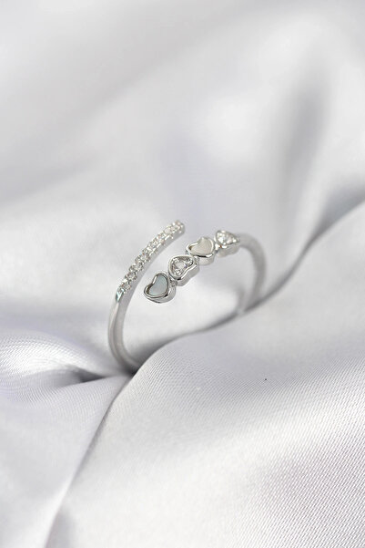 shopwave خاتم نسائي من حجر الزركون باللون الفضي بتصميم قلب بسيط