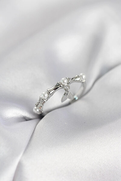 shopwave خاتم نسائي من الفضة اللونية بتصميم عظمي متدلي