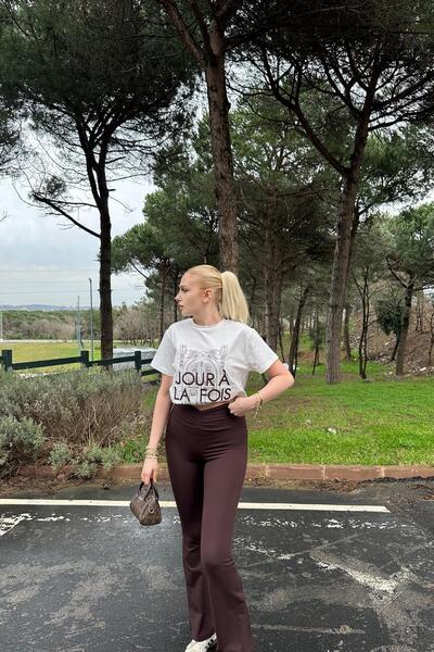 lizge giyim Bel Büzgü Detail Spanish French Tiger Striped Leggings Pants