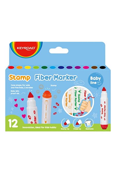 KEYROAD Carioci colorate Baby line KR972350, 2 capete, 12 culori, varf si sta...