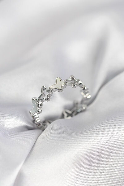 FREEDOM STOREE Silver Color Butterfly Model Brass Women's Ring