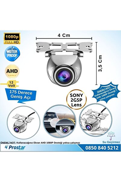 özgürce 1080P Balıkgözü Araç Geri Görüş Kamerası, 175° Geniş Açılı, Sony Kali...