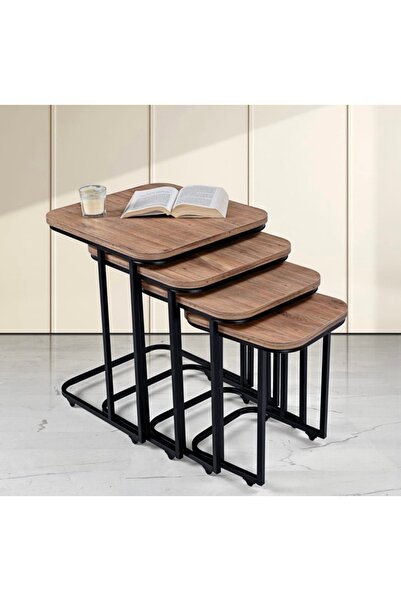 HASKA AKSESUAR HASKA şık 4 lü zigon sehpa terkerlekli