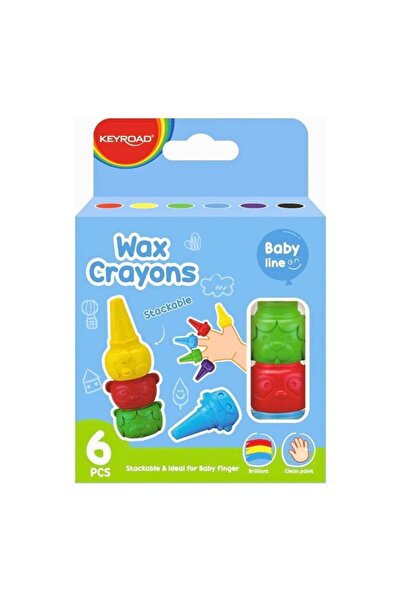 KEYROAD Creioane cerate Baby line KR972331, 6 culori, blister carton