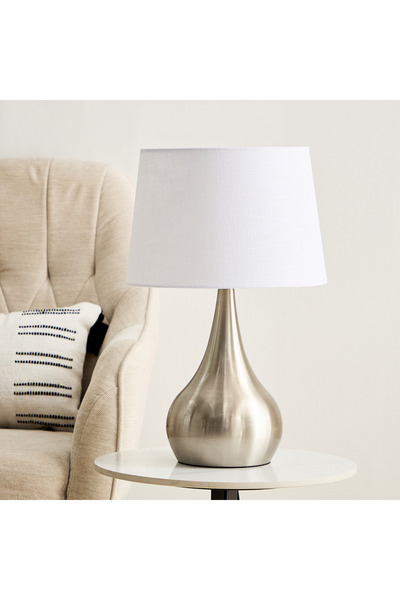 Generic Antark Metal Table Lamp with Linen Shade - 30x48 cm