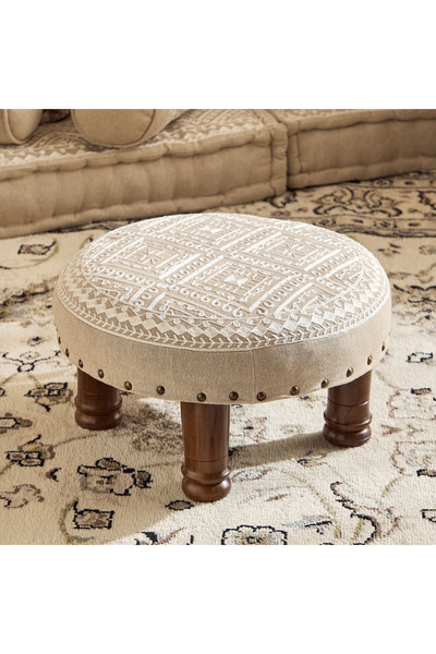 Generic Mahrgan Desert Diamond Embroidered Medallion Round Stool - 40x40x15 cm