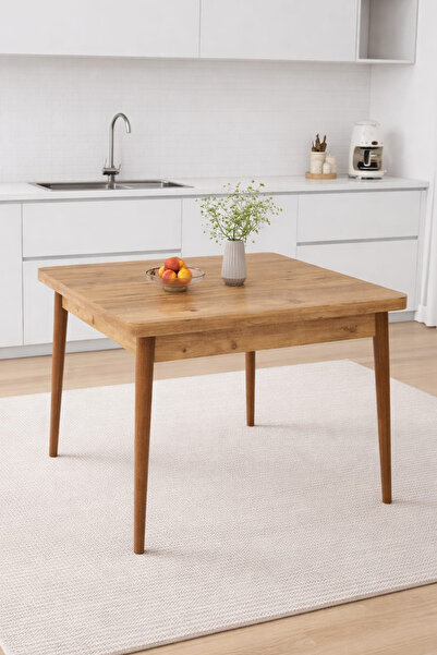 Renlife 70x70 Küçük Yemek Masası | Ahşap Ayaklı Kompakt Mutfak Masası | 2 Kiş...