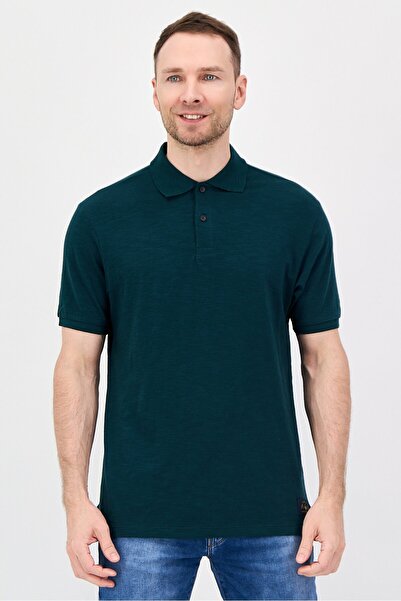 Scotch & Soda Men Regular Fit Plain Short Sleeve Polo Shirt, Green