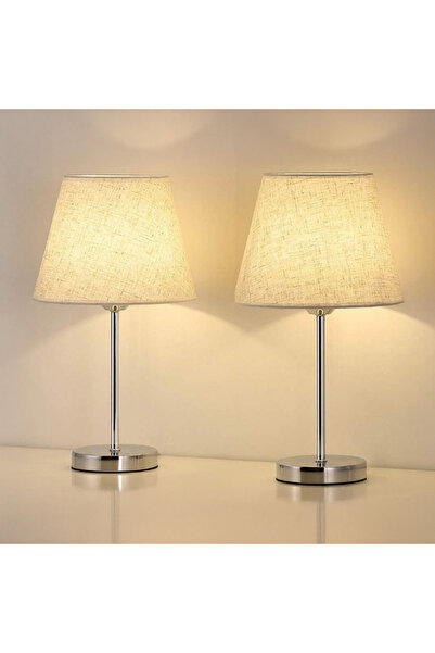 Generic Emzie 2-Piece Metal Table Lamp Set with Linen Shade - 30 cm